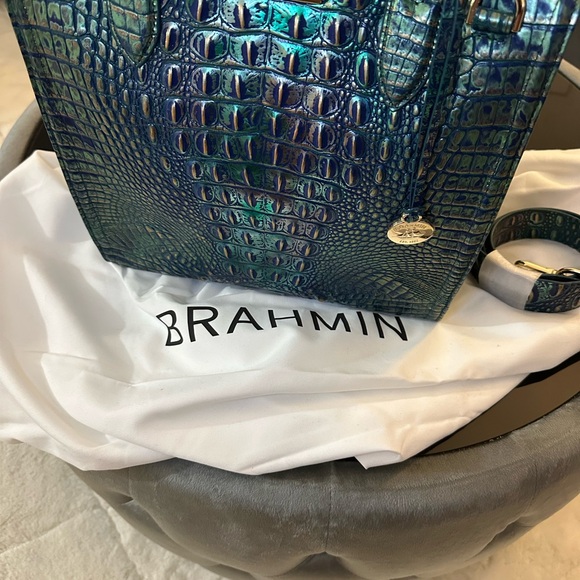 Brahmin Blue Satchel with Gold Accents (Caroline Dragon Melbourne) - Picture 7 of 8